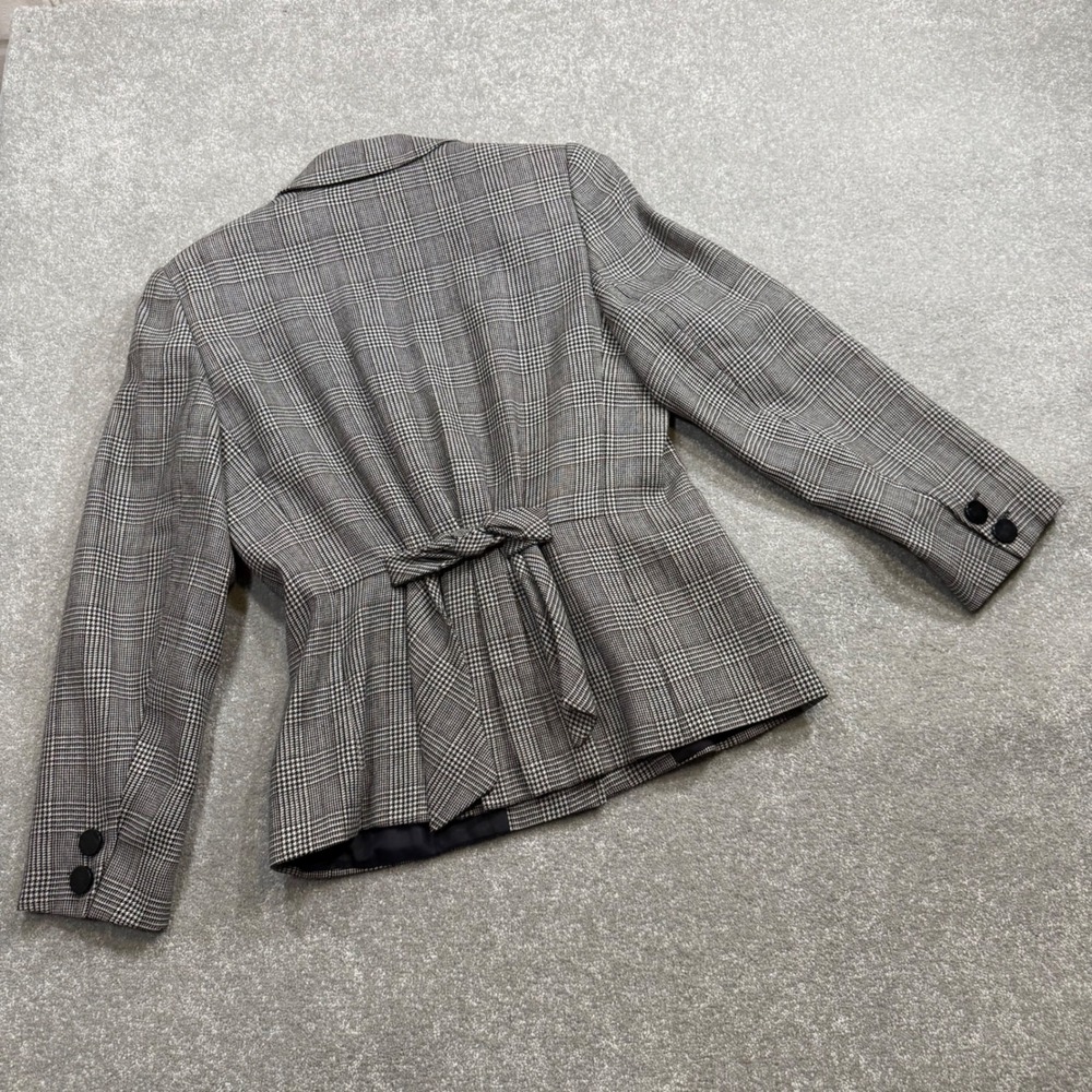 Valentino Miss V Vintage Blazer Glen Plaid Wool Italy Sz 12 Corporate Goth 90s - Picture 5 of 16